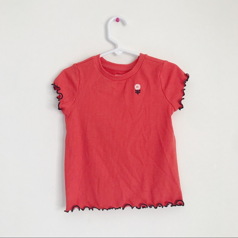 scarlet red lettuce trim shirt